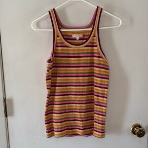 Madewell retro multicolored striped ribbed knit tank top Size Medium